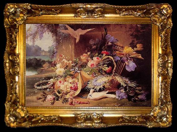 framed  Eugene Bidau Still Life with Flowers, ta009-2
